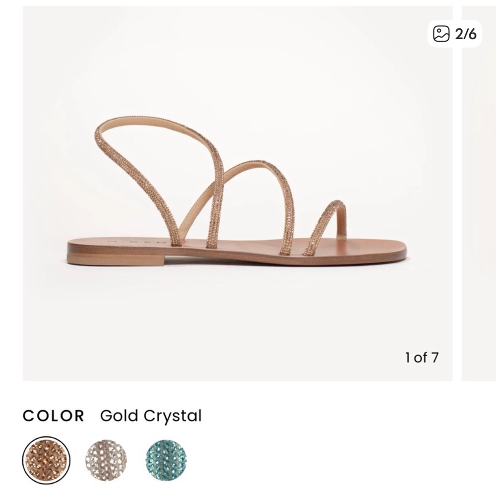 M. Gemi The Fosca Crystal Sandal in Gold